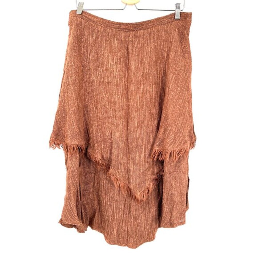 Vintage 1960s 1970s Jeffrey Jeffrey fringe boho festival western skirt brown L‎ - Picture 2 of 7